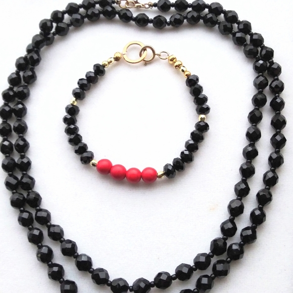 Jet Black long necklace jewlery Set - Picture 7 of 7